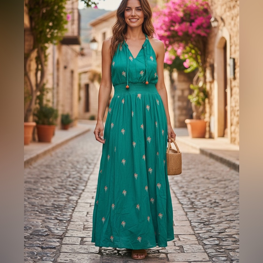 Floreat Teal Floral Maxi Dress